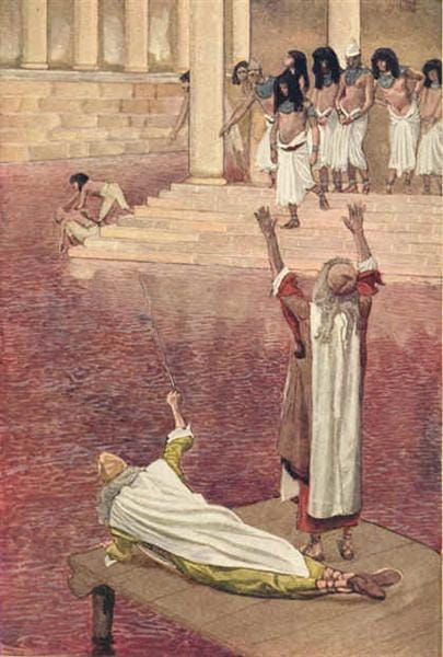 Water Is Changed Into Blood - Painting
