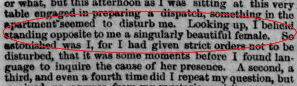 Clip from The National Tribune with Washington describing the being he saw