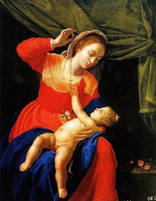 Painting - Madonna and Child with Rosary - Artemisia Gentileschi - 1650