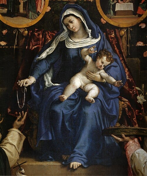 Painting - Madonna del Rosario - Lorenzo Lotto - 1539