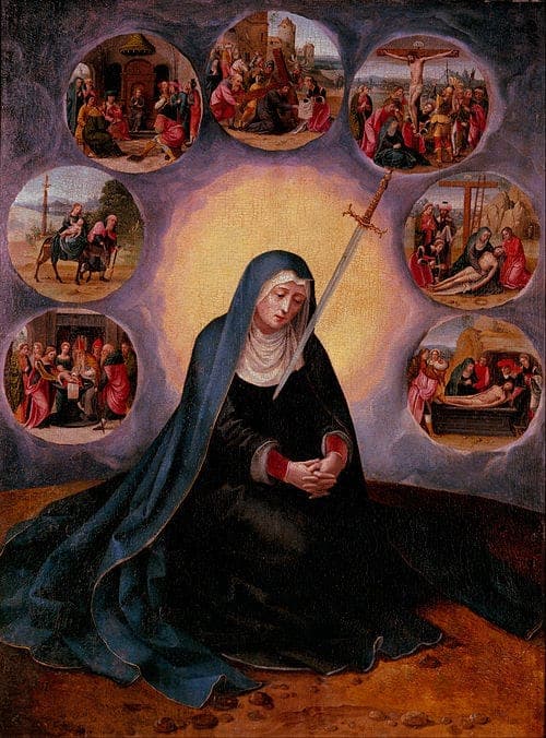 Painting - Master of the Female Half-Lengths Virgin of the Seven Sorrows - Late 16th Century