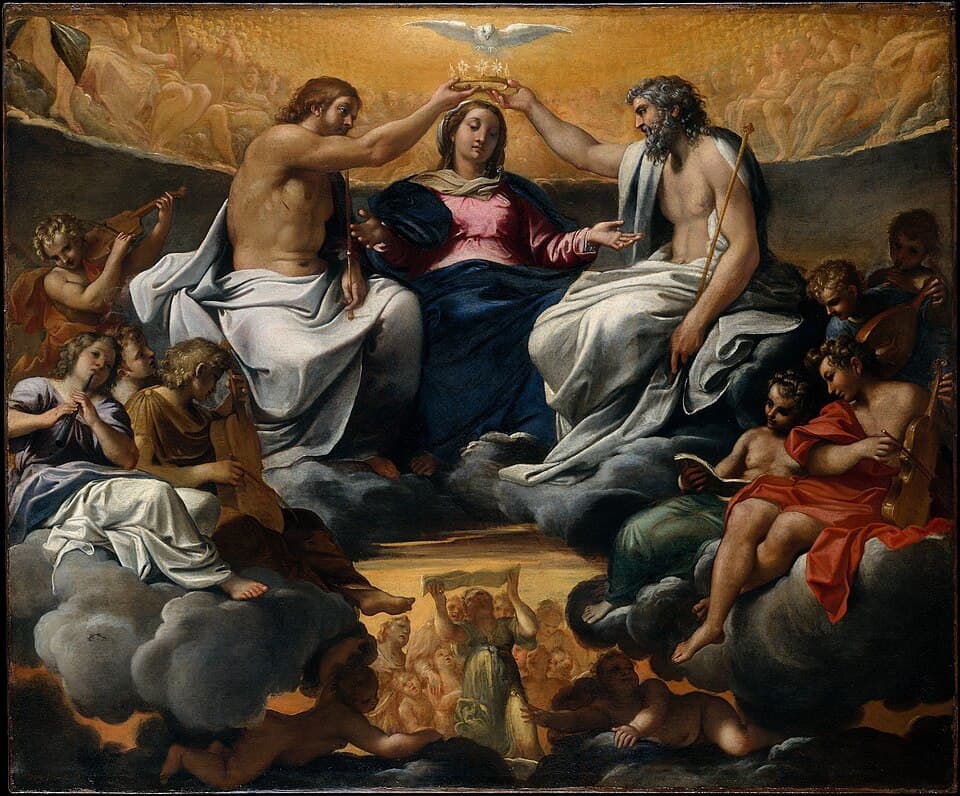 Painting - The Coronation of the Virgin - Annibale Carracci - 1595
