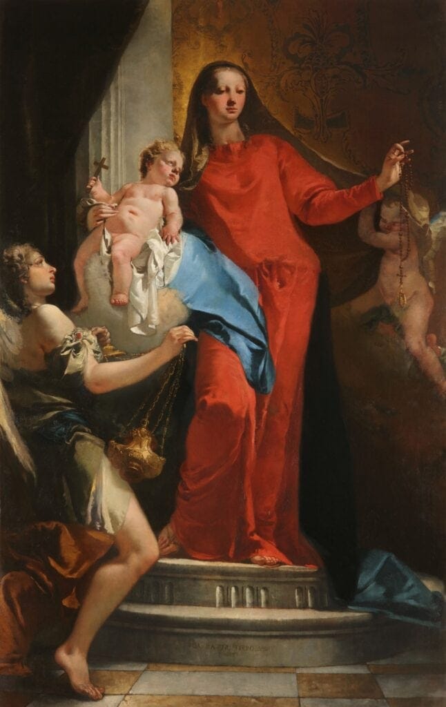 Painting - The Virgin and Child with Angels - Giovanni Battista Tiepolo - 1735