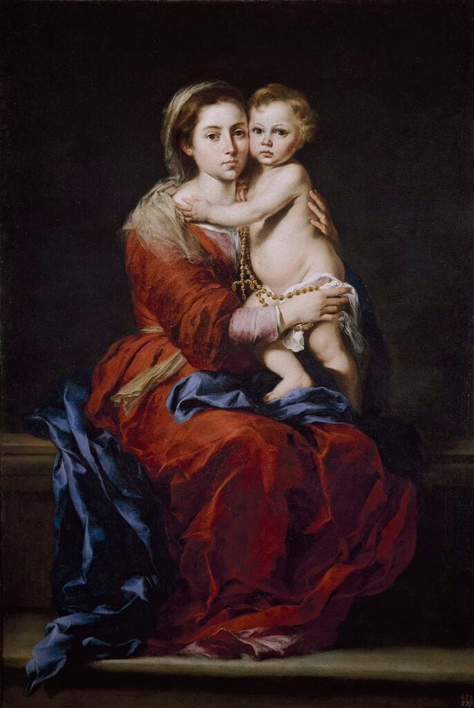 Painting - Virgin and Child with Rosary - Bartolomé Esteban Murillo - 1650-1655