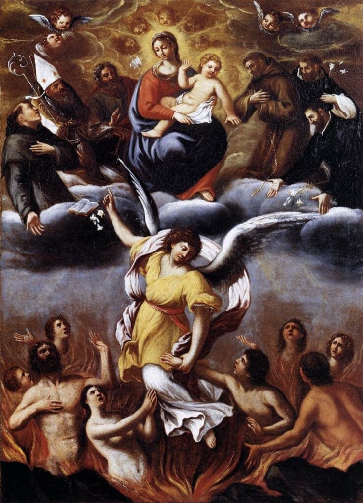 Painting - An Angel Frees the Souls of Purgatory - Ludovico Carracci - 1610