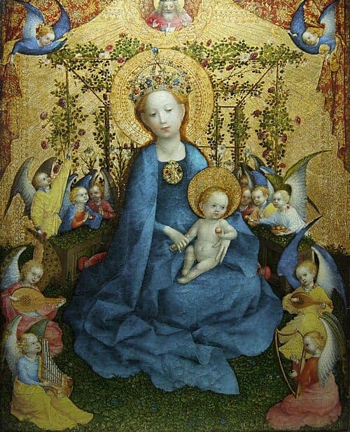 Painting - Madonna of the Rose Bower - Stefan Lochner - 1440-1442 - 136kb