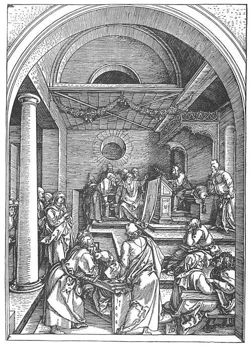 The Life of the Virgin (15 - Christ Among the Doctors in the Temple) - Albrecht Durer - 1511