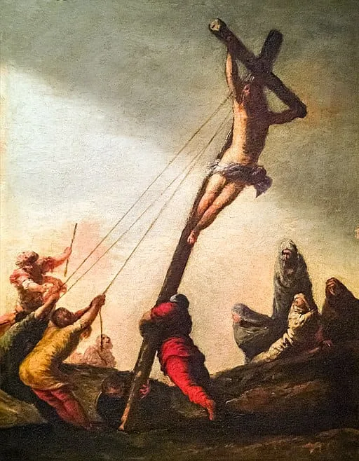Raising the Cross (Rosary Daily - Friday) - Sabastiano Mazzoni - 1600s