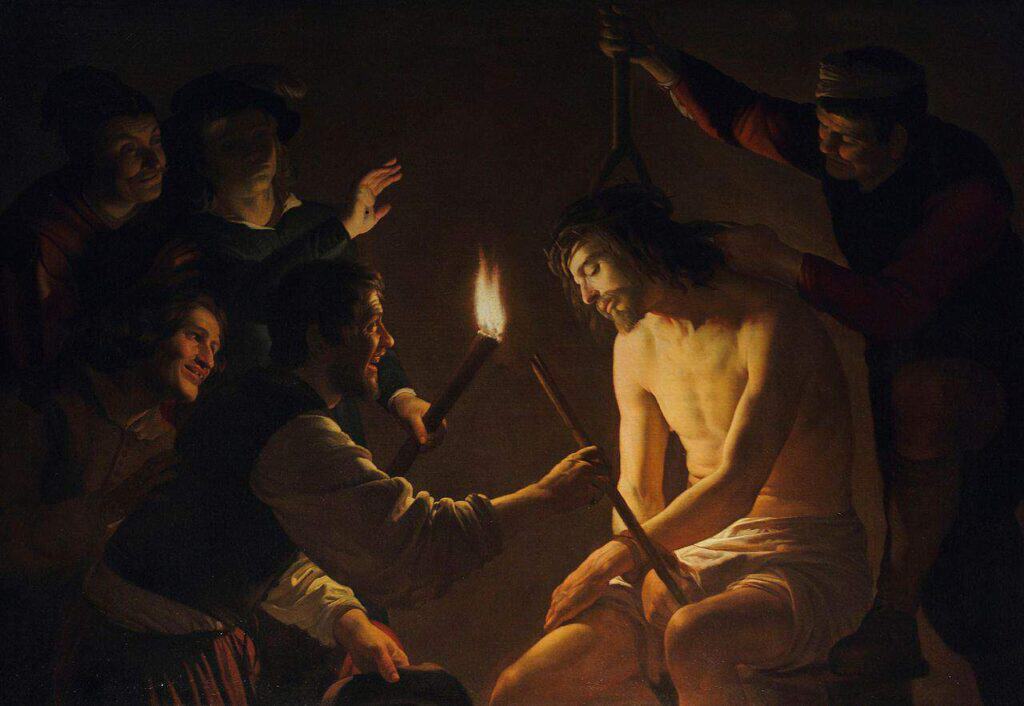 The Mocking of Christ (Sorrowful Mysteries) - Gerard van Honthorst - 1616-1617